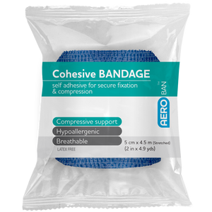 AEROBAN Blue Cohesive Bandage 5.0cm x 4.5M Wrap/12