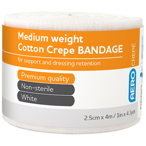 AEROCREPE Medium Cotton Crepe Bandage 2.5cm x 4M Wrap/12