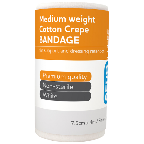 AEROCREPE Medium Cotton Crepe Bandage 7.5cm x 4M Wrap/12