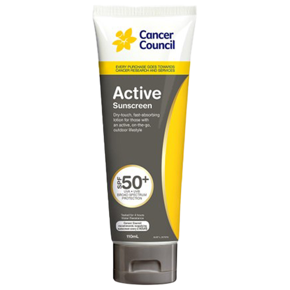 CANCER COUNCIL SPF50+ Active Sunscreen Tube 110mL (GST Free)