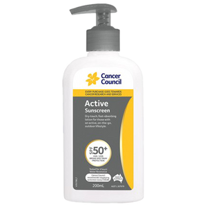 CANCER COUNCIL SPF50+ Active Sunscreen Pump 200mL (GST Free)