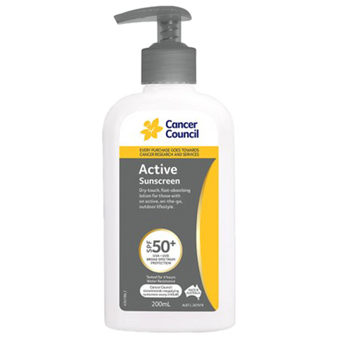 CANCER COUNCIL SPF50+ Active Sunscreen Pump 200mL (GST Free)