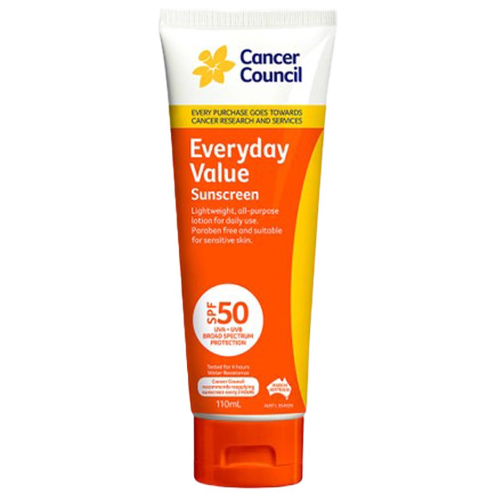 CANCER COUNCIL SPF50 Everyday Value Sunscreen Tube 110mL (GST Free)