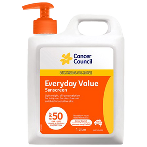 CANCER COUNCIL SPF50 Everyday Value Sunscreen Pump 1L (GST Free)