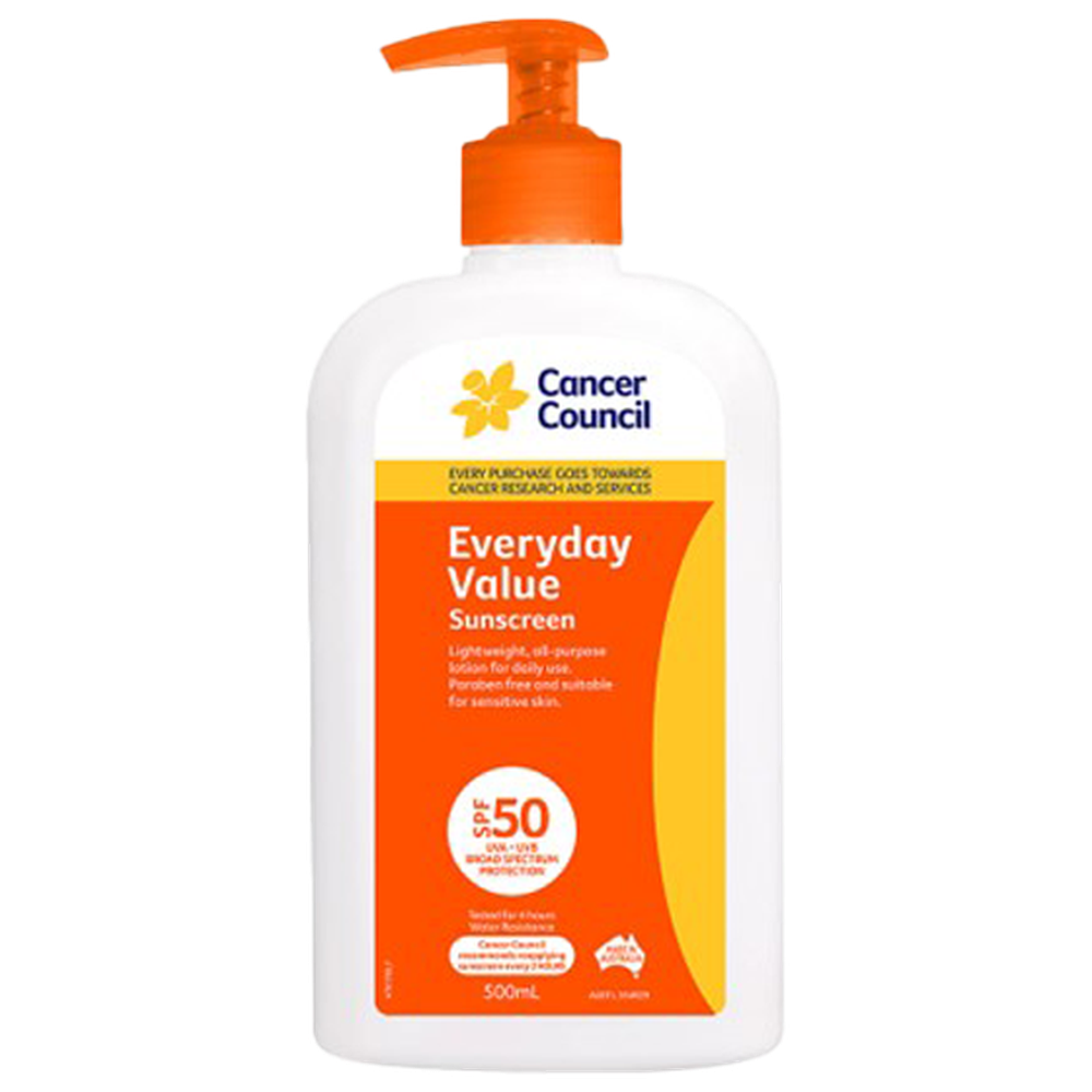 CANCER COUNCIL SPF50 Everyday Value Sunscreen Pump 500mL (GST Free)