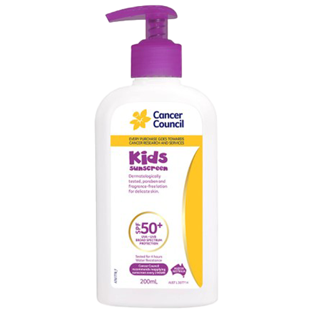 CANCER COUNCIL SPF50+ Kids Sunscreen Pump 200mL (GST Free)