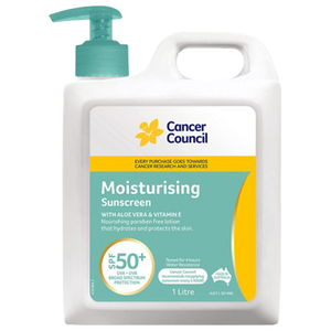 CANCER COUNCIL SPF50+ Moisturising Sunscreen Pump 1L (GST Free)