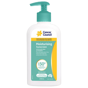 CANCER COUNCIL SPF50+ Moisturising Sunscreen Pump 200mL (GST Free)