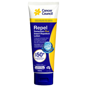 CANCER COUNCIL SPF50+ Repel Sunscreen+Insect Repellent Tube 110mL (GST Free)