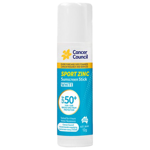 CANCER COUNCIL SPF50+ Sport Zinc Sunscreen Stick 12g (GST Free)