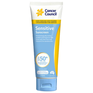 CANCER COUNCIL SPF50+ Sensitive Sunscreen Tube 110mL (GST Free)