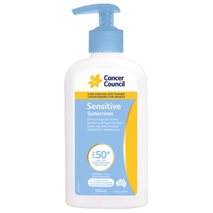 CANCER COUNCIL SPF50+ Sensitive Sunscreen Pump 200mL (GST Free)