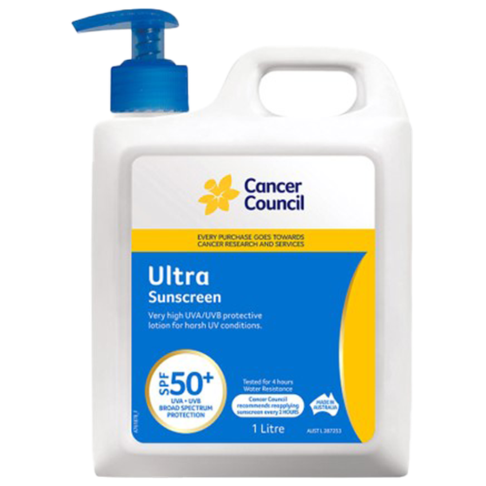 CANCER COUNCIL SPF50+ Sunscreen Ultra Pump 1L (GST Free)