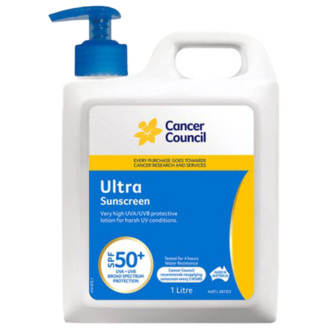 CANCER COUNCIL SPF50+ Sunscreen Ultra Pump 1L (GST Free)