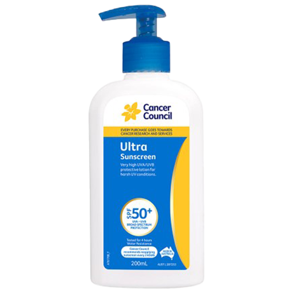 CANCER COUNCIL SPF50+ Ultra Sunscreen Pump 200mL (GST Free)