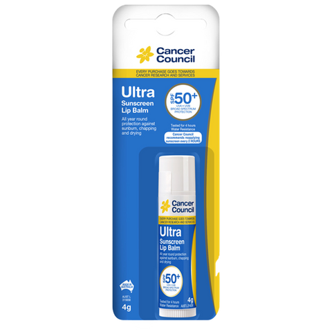 CANCER COUNCIL SPF50+ Ultra Lip Balm 4g (GST Free)