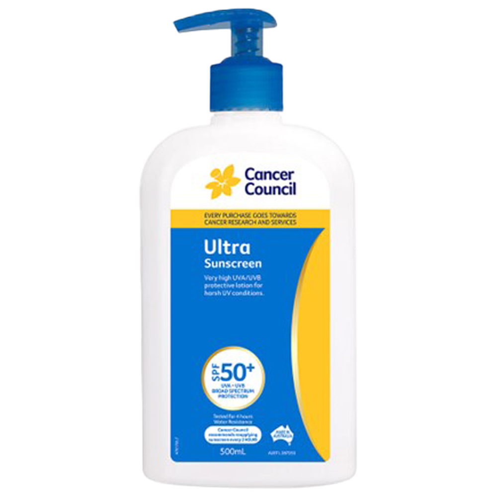 CANCER COUNCIL SPF50+ Ultra Sunscreen Pump 500mL (GST Free)