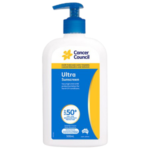 CANCER COUNCIL SPF50+ Ultra Sunscreen Pump 500mL (GST Free)