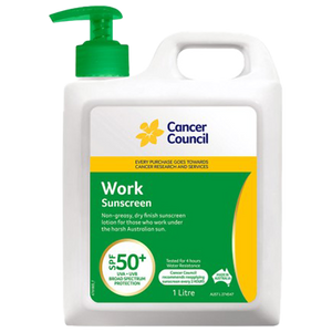 CANCER COUNCIL SPF50+ Work Sunscreen Pump 1L (GST Free)