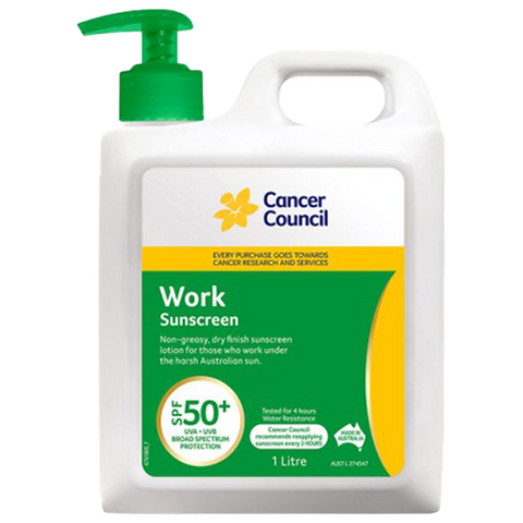 CANCER COUNCIL SPF50+ Work Sunscreen Pump 1L (GST Free)