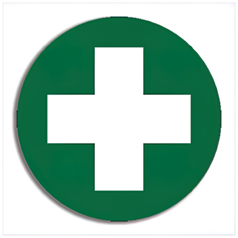 Round First Aid Sticker - Sheet of 5