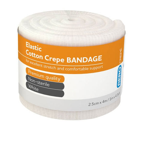 Elastic Cotton Crepe Bandages 2.5cm x 4m - 12 Pack