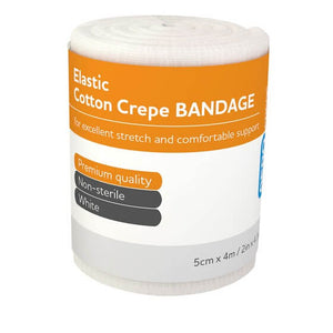 Elastic Cotton Crepe Bandages 5cm x 4m - 12 Pack