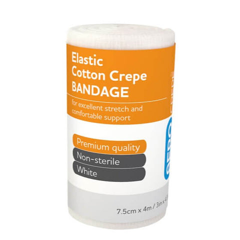 Elastic Cotton Crepe Bandages 7.5cm x 4m - 12 Pack