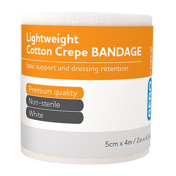 Light Cotton Crepe Bandages 5cm x 4m - 12 Pack