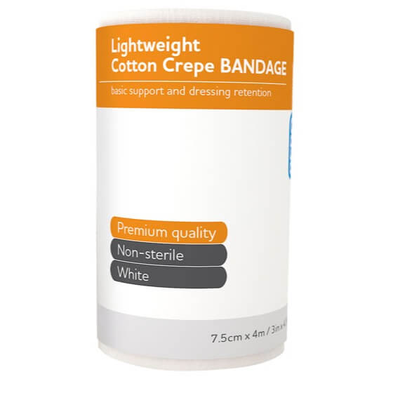 Light Cotton Crepe Bandages 7.5cm x 4m - 12 Pack