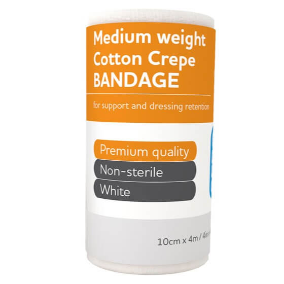 Medium Cotton Crepe Bandages 10cm x 4m - 12 Pack