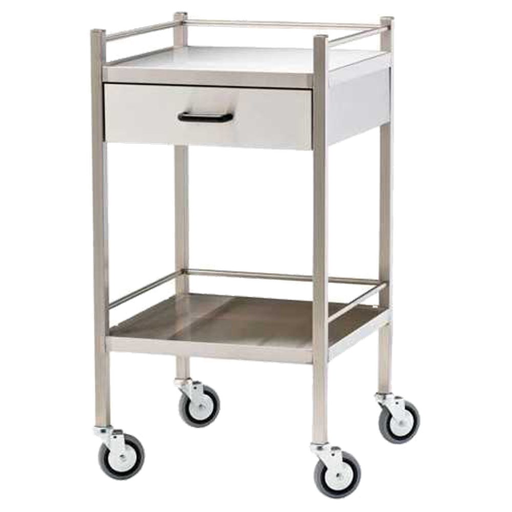 Medium Stainless Steel Trolley with Drawer 60 x 50 x 97cm