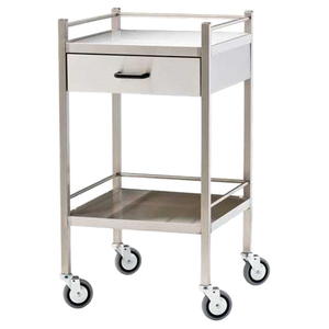 Medium Stainless Steel Trolley with Drawer 60 x 50 x 97cm