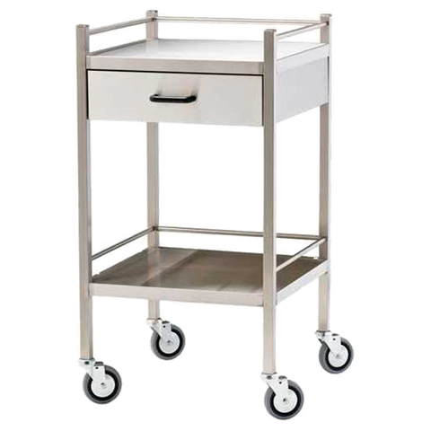 Medium Stainless Steel Trolley with Drawer 60 x 50 x 97cm