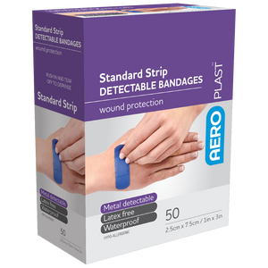 AEROPLAST Standard Detectable Strips 7.5 x 2.5cm Box/50