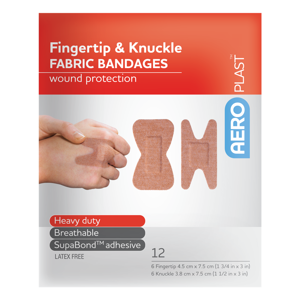 AEROPLAST Premium Fabric Fingertip &amp; Knuckle Dressings Env/12