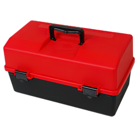AEROCASE Red and Black Plastic Tacklebox 2 Tray Cantilever 16 x 33 x 19cm