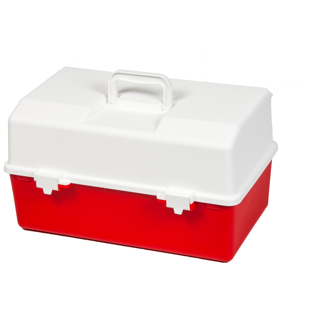 AEROCASE Red and White Plastic Tacklebox with 2 Tray Cantilever 16 x 33 x 19cm