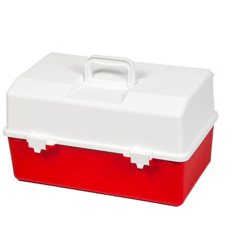 AEROCASE Red and White Plastic Tacklebox with 2 Tray Cantilever 16 x 33 x 19cm