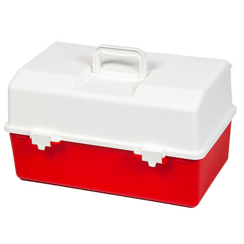 Small One Tray Red and White Plastic First Aid Toolbox