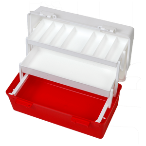 AEROCASE Red and White Plastic Tacklebox with 2 Trays 20 x 40 x 23cm