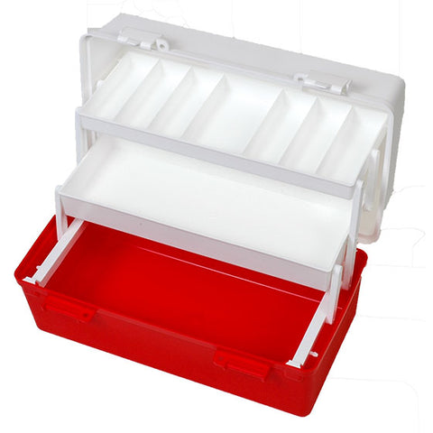 Large Two Tray Red and White Plastic First Aid Toolbox