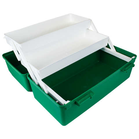 AEROCASE Green Plastic Tacklebox with 2 Trays 20 x 40 x 23cm