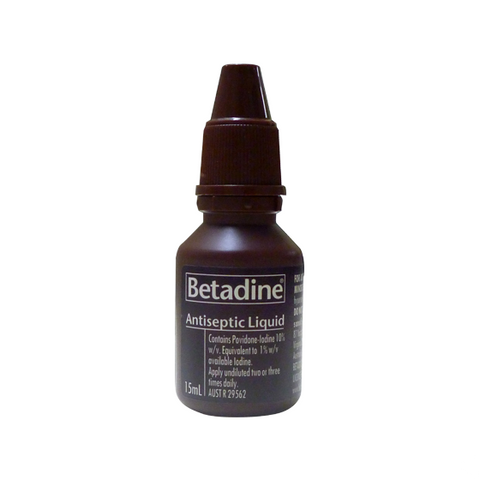 Betadine Povidone Iodine Antiseptic Liquid 15mL Bottle - 6 pack