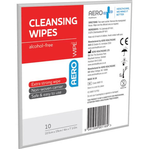 AeroWipe Alcohol-Free Cleansing Wipe 10 x 20cm - Envelope of 10 (x200 envelopes)