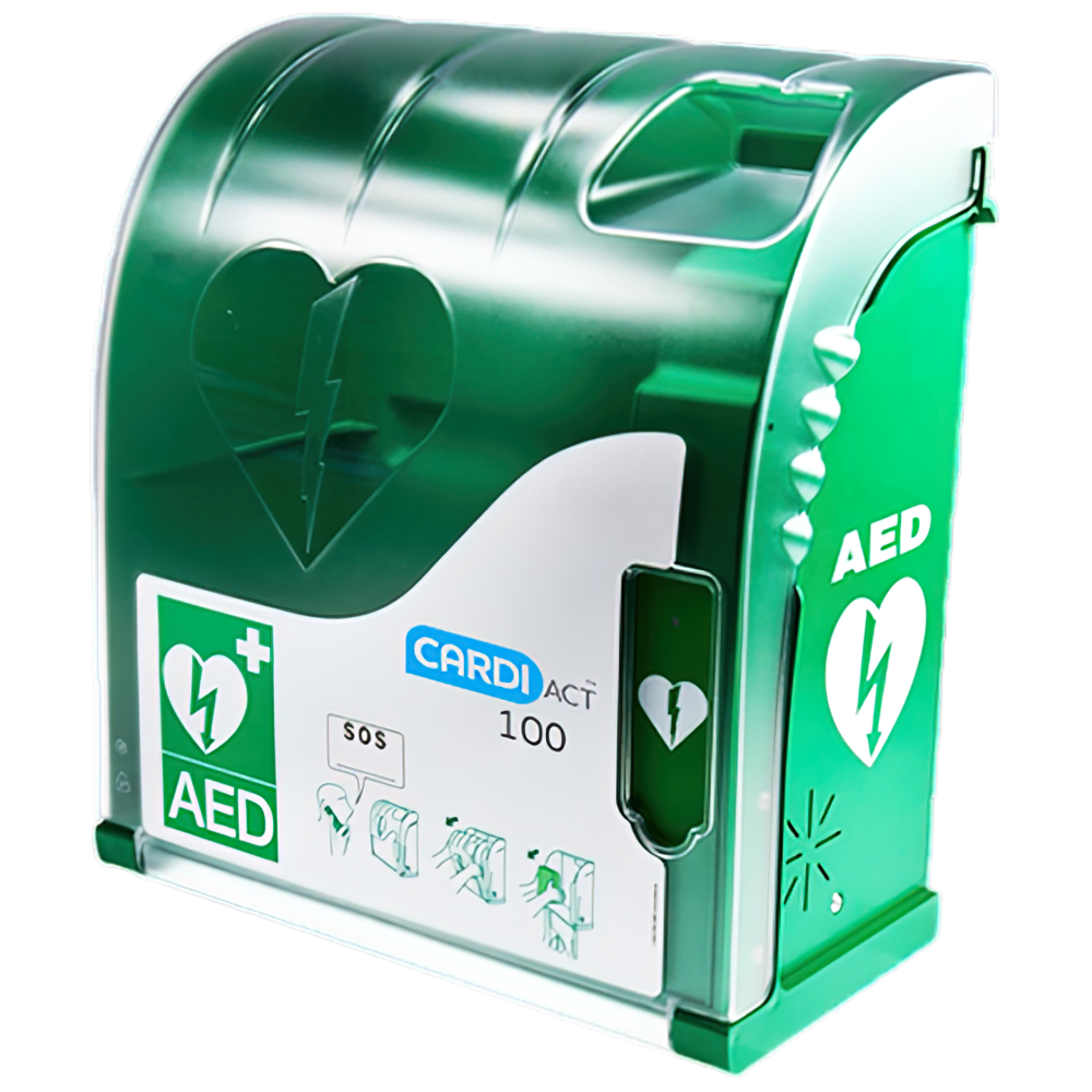 CARDIACT Green Outdoor Connected AED Cabinet 42 x 38 x 15cm