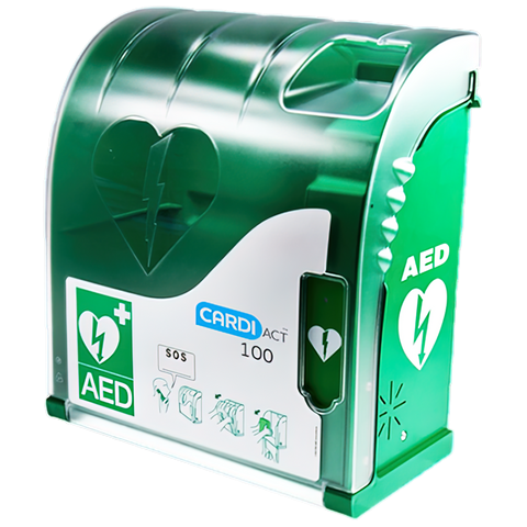 CARDIACT Green Outdoor Connected AED Cabinet 42 x 38 x 15cm