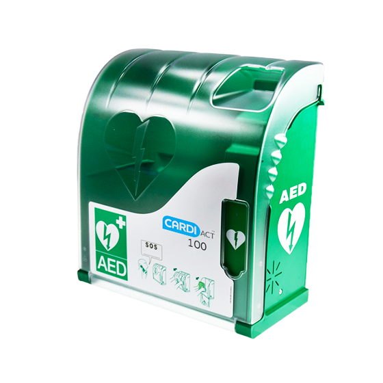 Green Outdoor Alarmed AED Cabinet 42 x 38 x 15cm