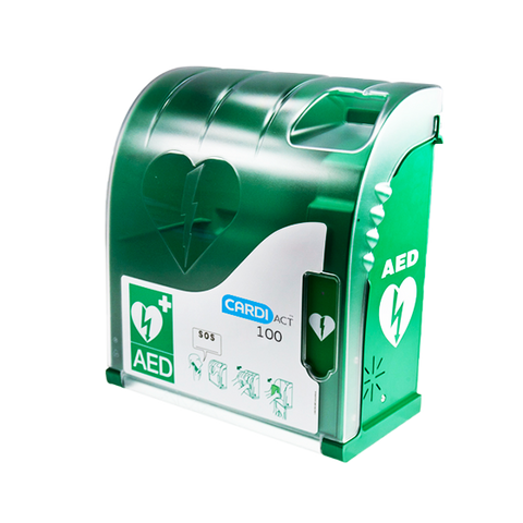 Green Outdoor Alarmed AED Cabinet 42 x 38 x 15cm