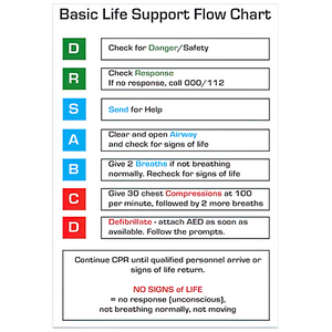 AEROGUIDE CPR Flow Chart Card 10 x 14cm